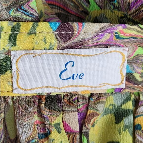 Vintage 60s Eve Seamstress Made Psychedelic Pleat Front with Pockets Midi Skirt - Picture 4 of 11